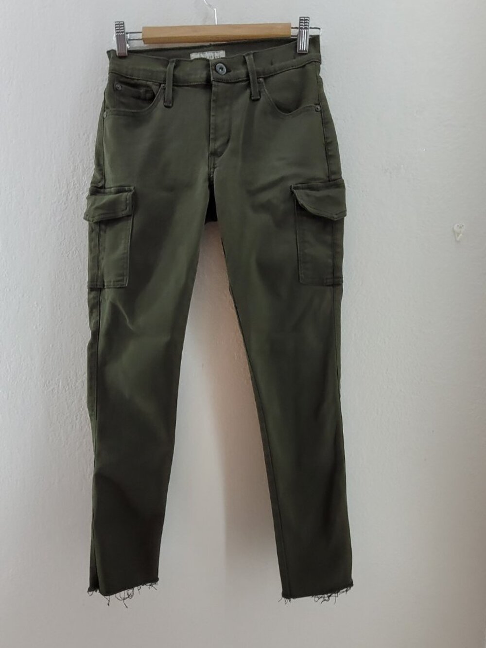 James Jeans Twiggy Ankle Women's 27 Deep Army Green Cargo Pockets Made in USA